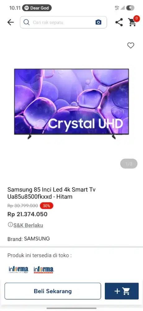 Ready stok tv 85 inc smart tv