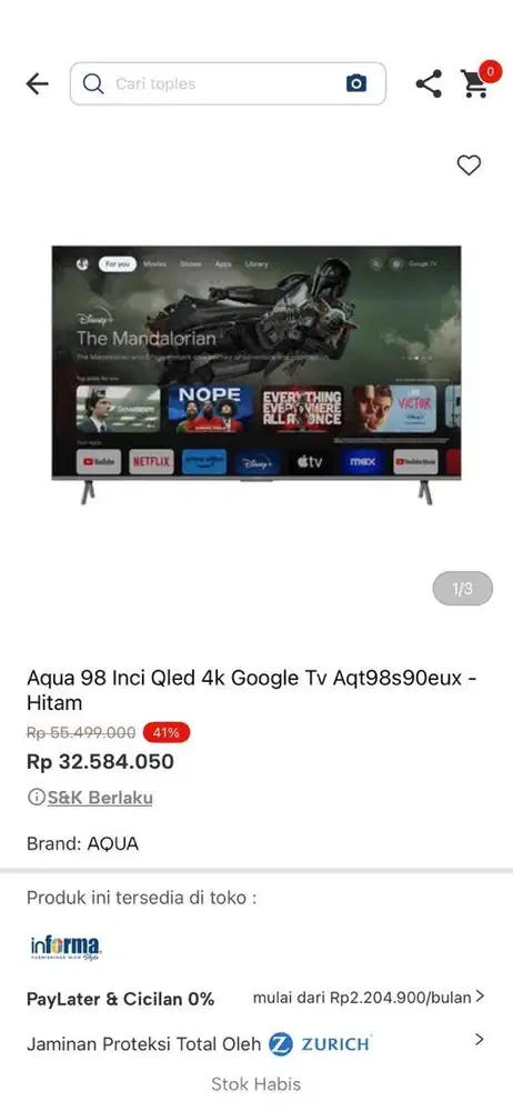 tv 98 inc aqua qled