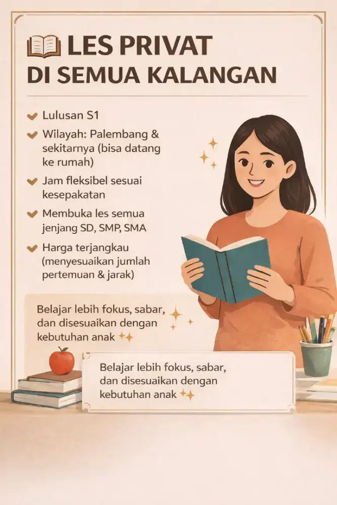 LES PRIVAT DARI SEMUA JENJANG SEKOLAH– PALEMBANG