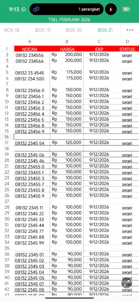 Nomor cantik Telkomsel seri urut naik