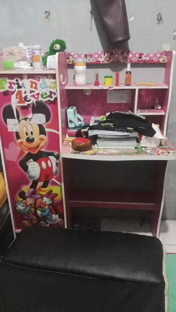 Meja belajar anak micky mouse pink