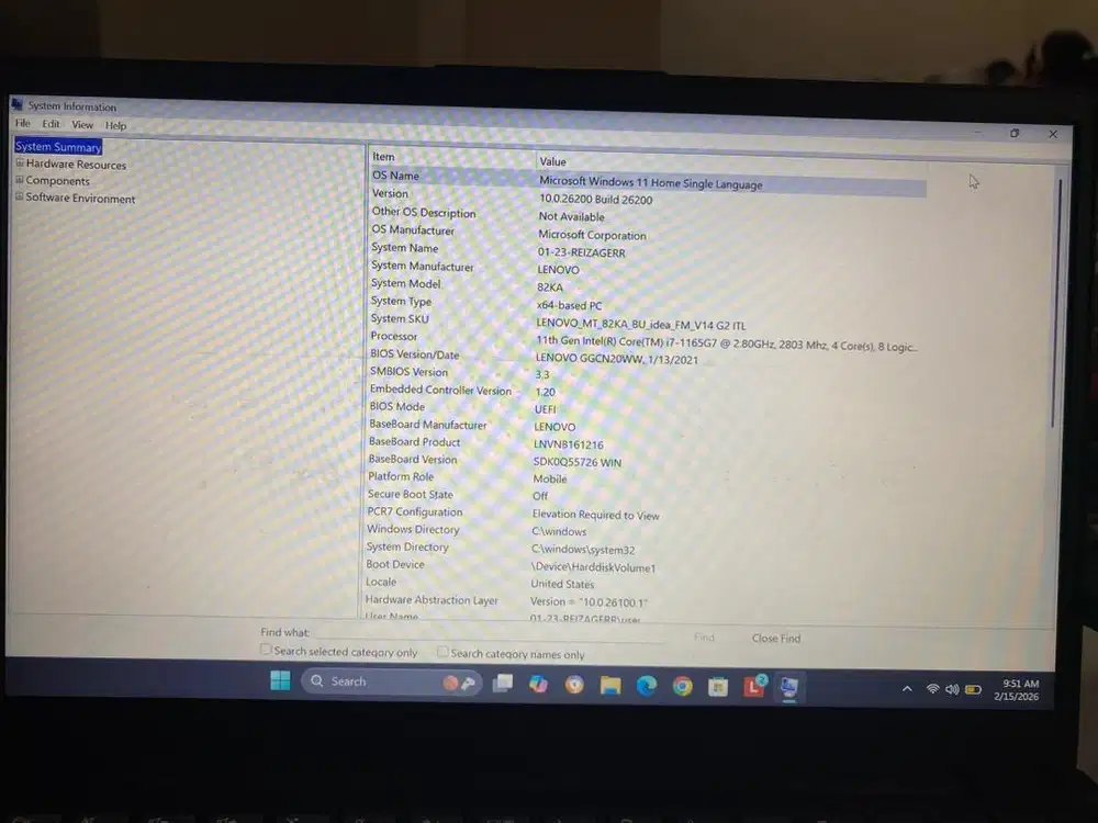 Laptop Lenovo V14 core i7 RAM 16 GB SSD 1 TB
