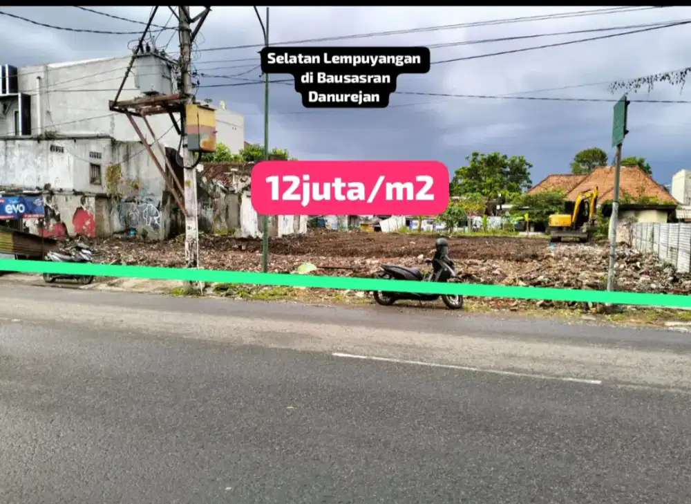 Tanah luas bagus dekat stasiun Lempuyangan di Bausasran Yogyakarta