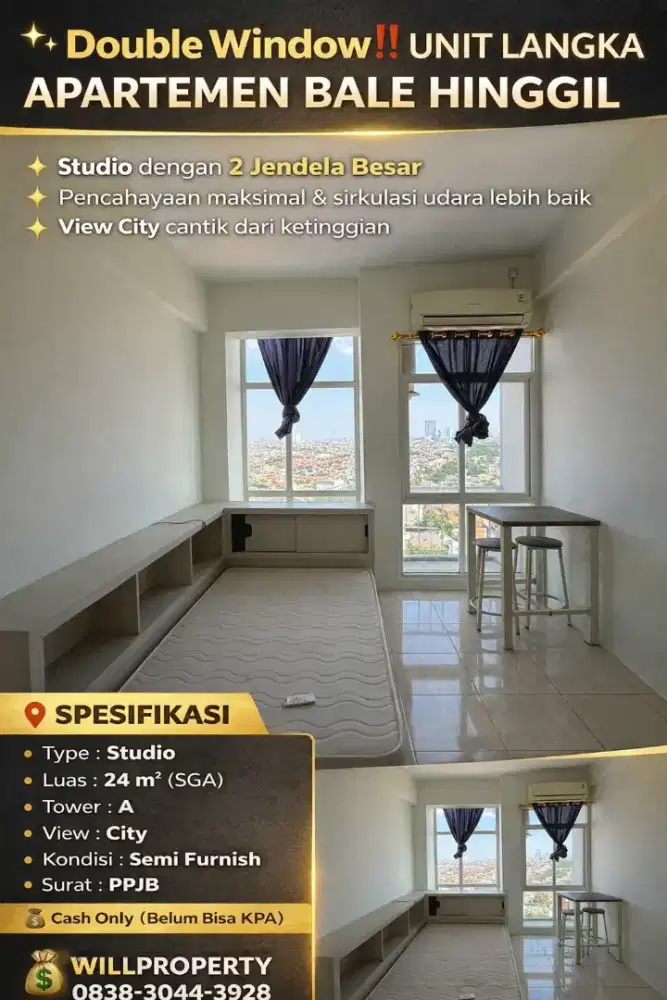 Bale Hinggil Studio Semi Furnished dekat Gunawangsa Merr,Baruk,Rungkut