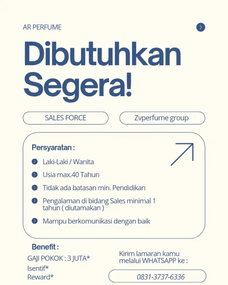 DIBUTUHKAN TENAGA KERJA SALES FORCE
