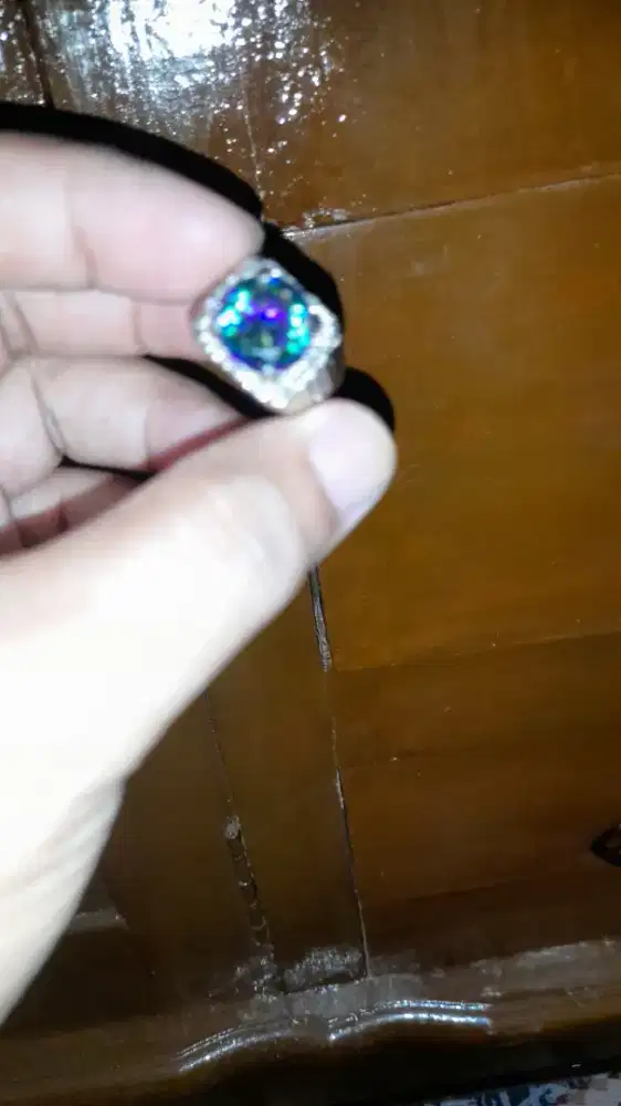 Cincin permata mistikwar ring alpaka super mewah size 8 lanjut wa aj