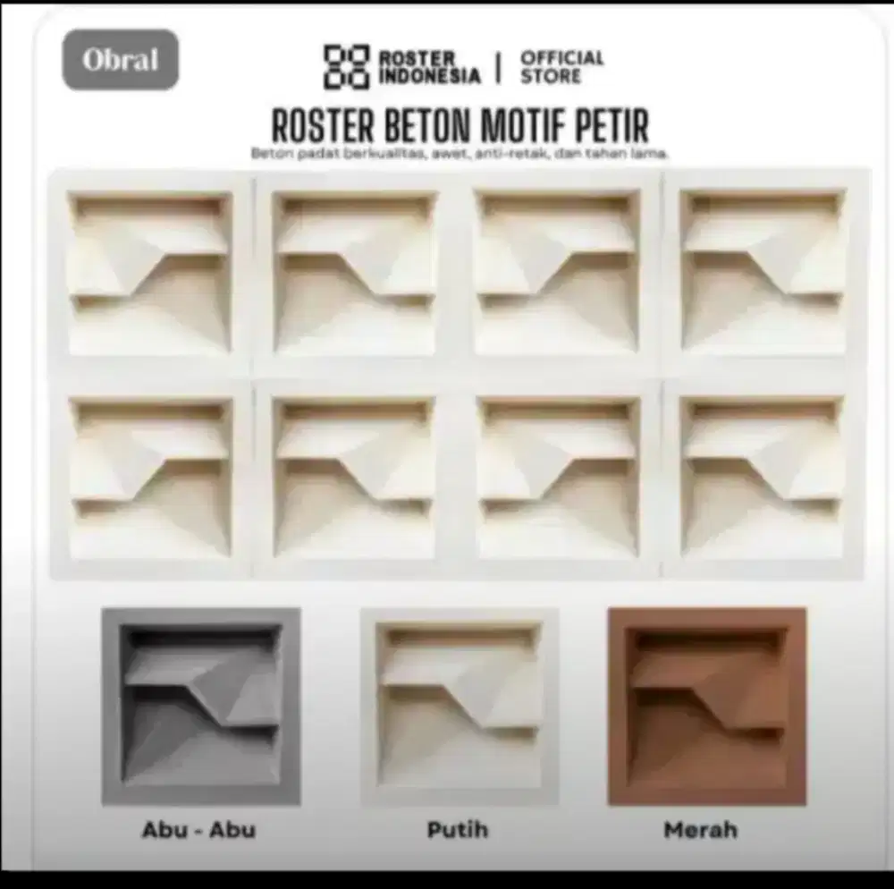 Roster beton berbagai macam motif barang