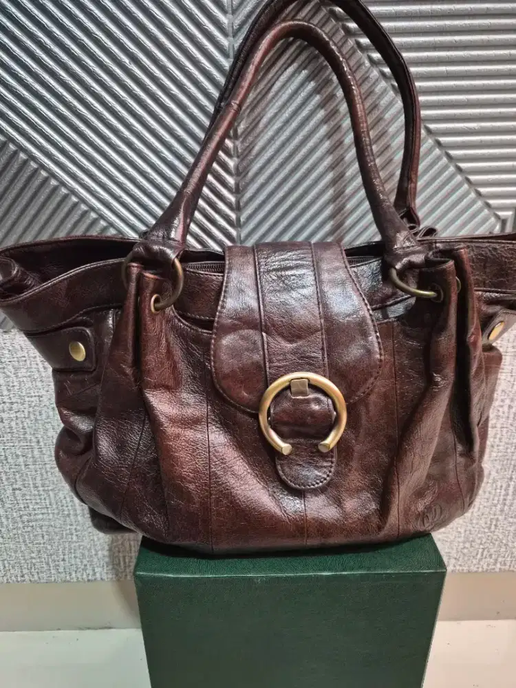 Tas tote kulit vintage Young Woo