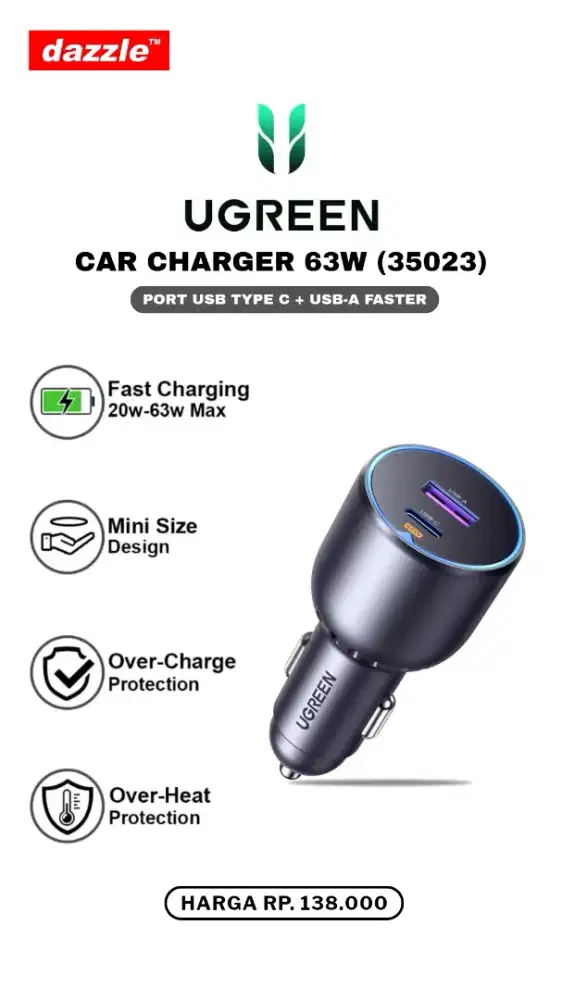 UGREEN CAR CHARGER 63W (35023)