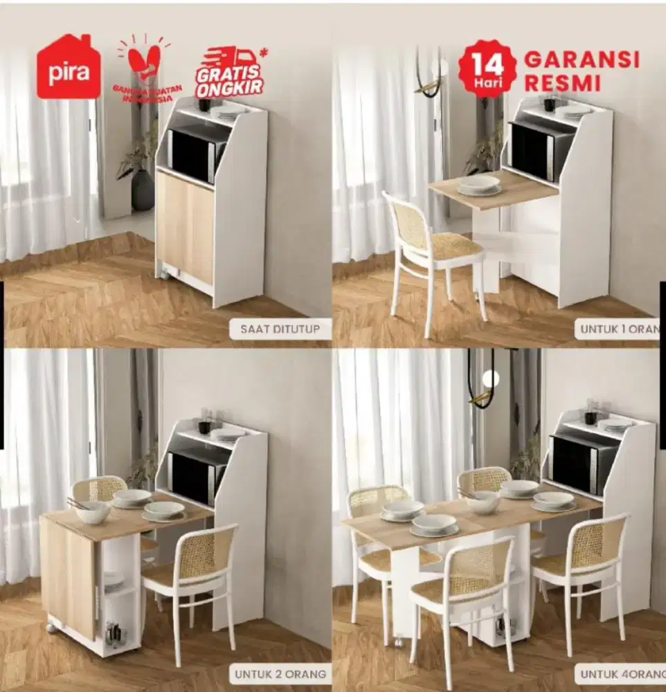 MEJA MAKAN LIPAT DENGAN BUFET MERK PIRA