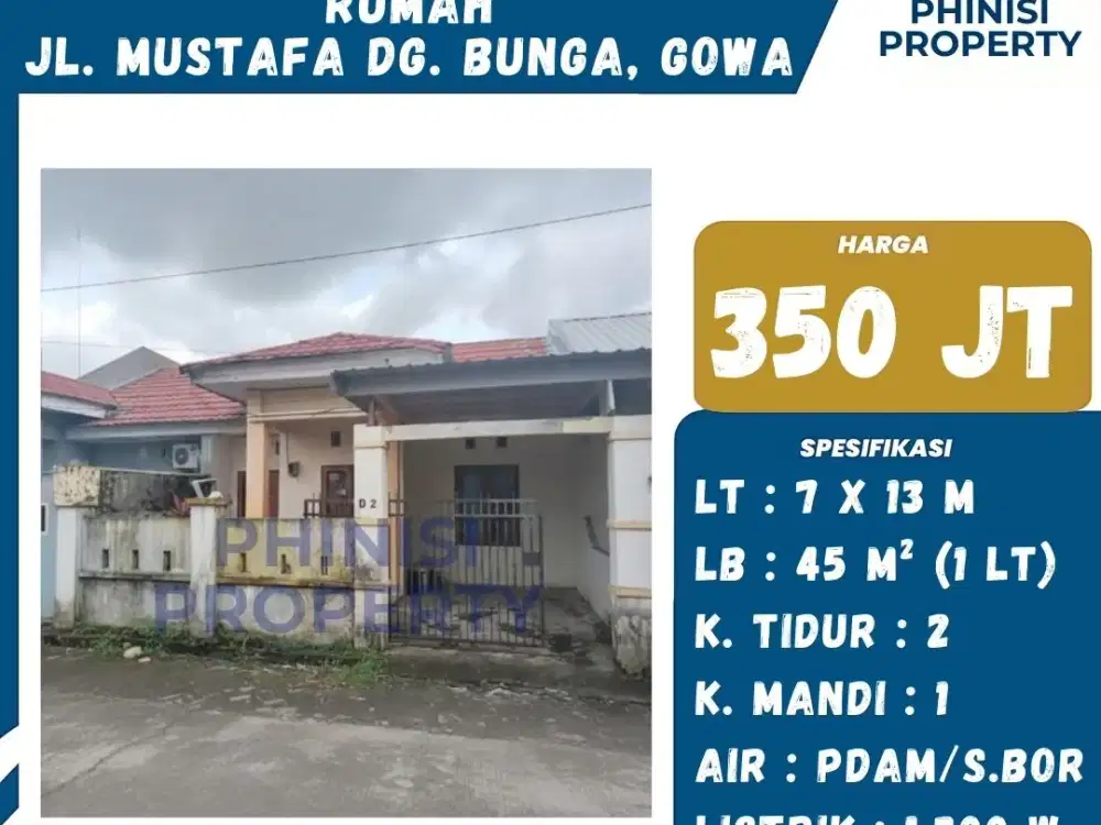 Dijual Rumah Murah Jalan Mustafa Daeng Bunga Gowa