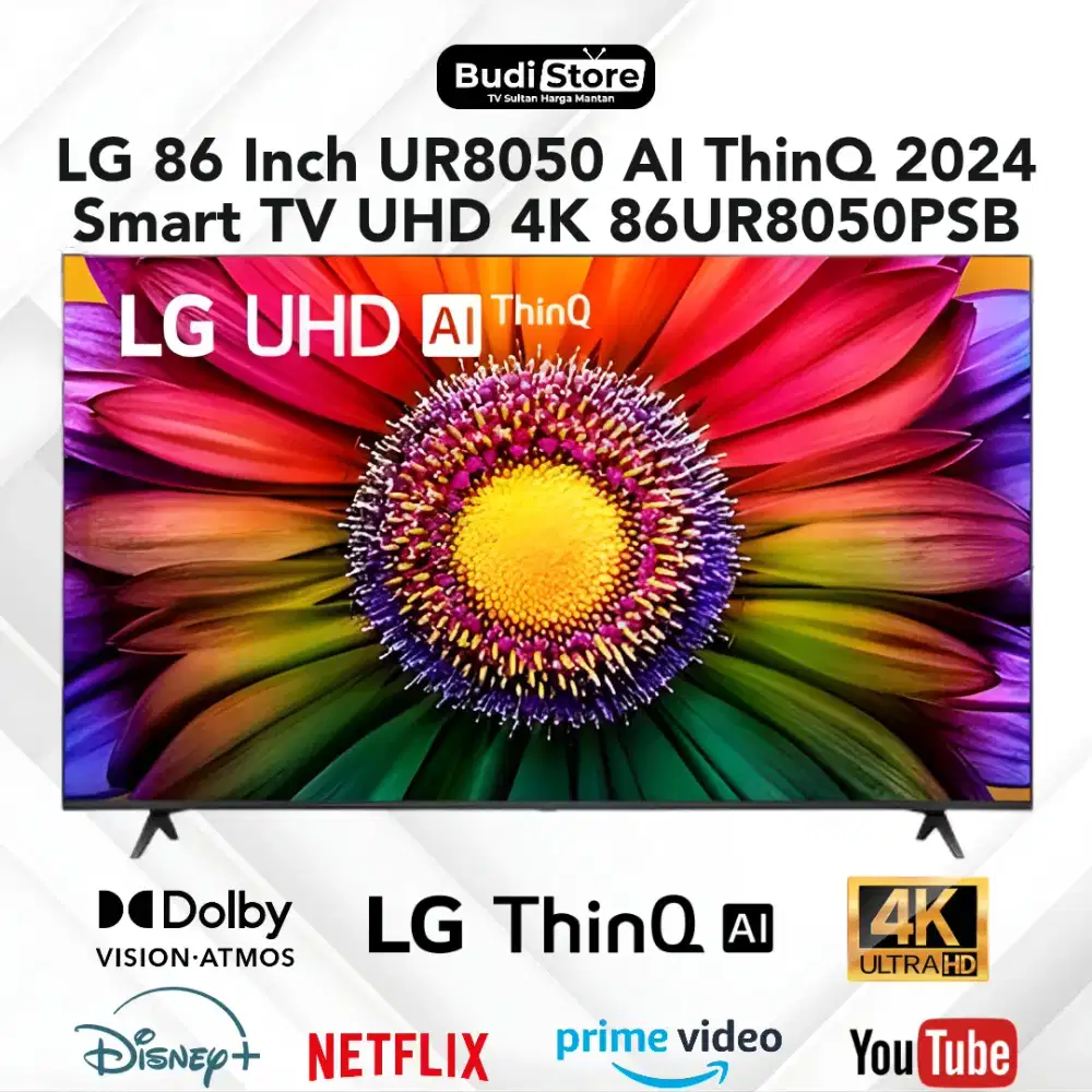 LG 86 Inch UR80 UHD 4K AI ThinQ Smart TV 86UR8050PSB