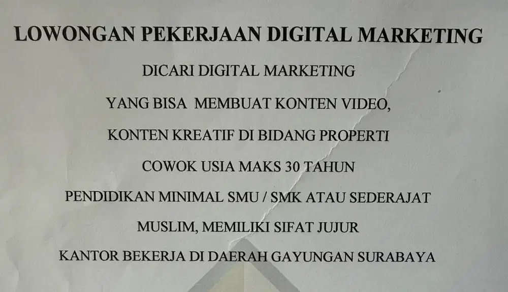 Lowongan Digital marketing