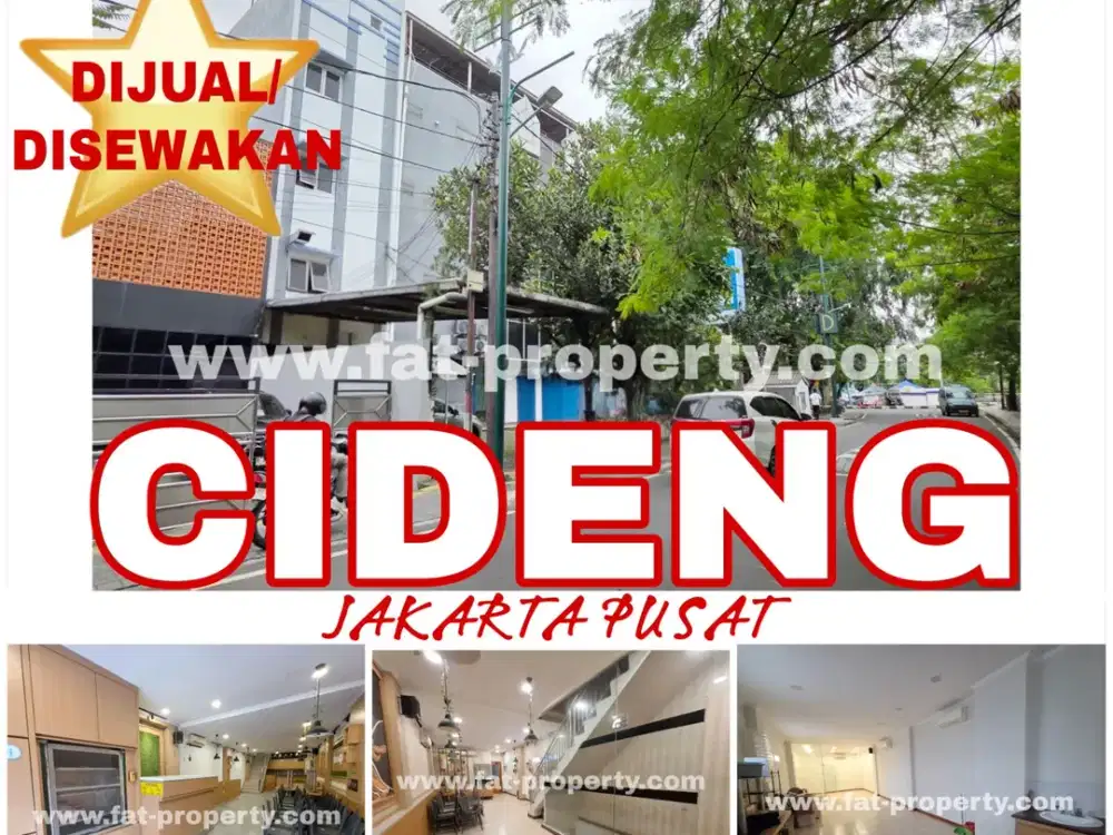 Dijual/disewakan ruko strategis di Cideng,JakPus dkt RS Tarakan uk 4x18,5m,Tingkat 5LT,SHGB,Utr