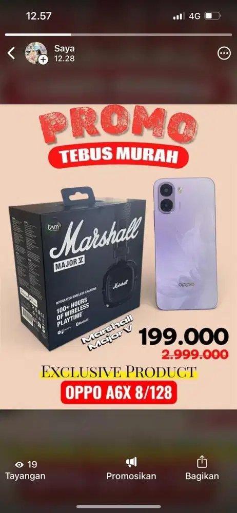 Oppo a6x 8/128 tebus murah marshal 200 k
