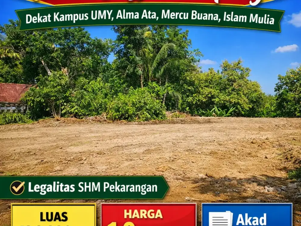 Tanah SHM Pekarangan Area Gamping Siap Balik Nama