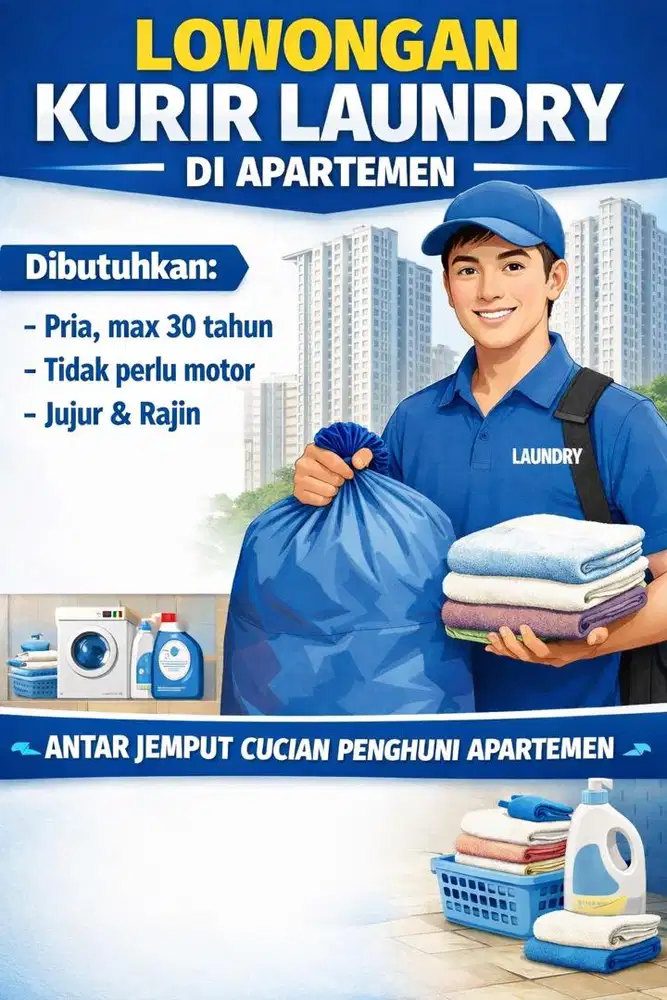Lowongan kurir Laundry di kios apartemen latumenten, jakarta barat