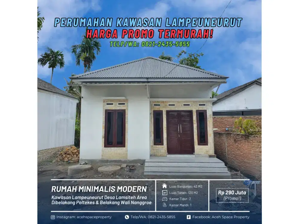 Dijual Rumah Murah di Kawasan Lampeuneurut Desa Lamsiteh - Area Dibelakang Poltekes dan Dibelakang Wali Nanggroe!