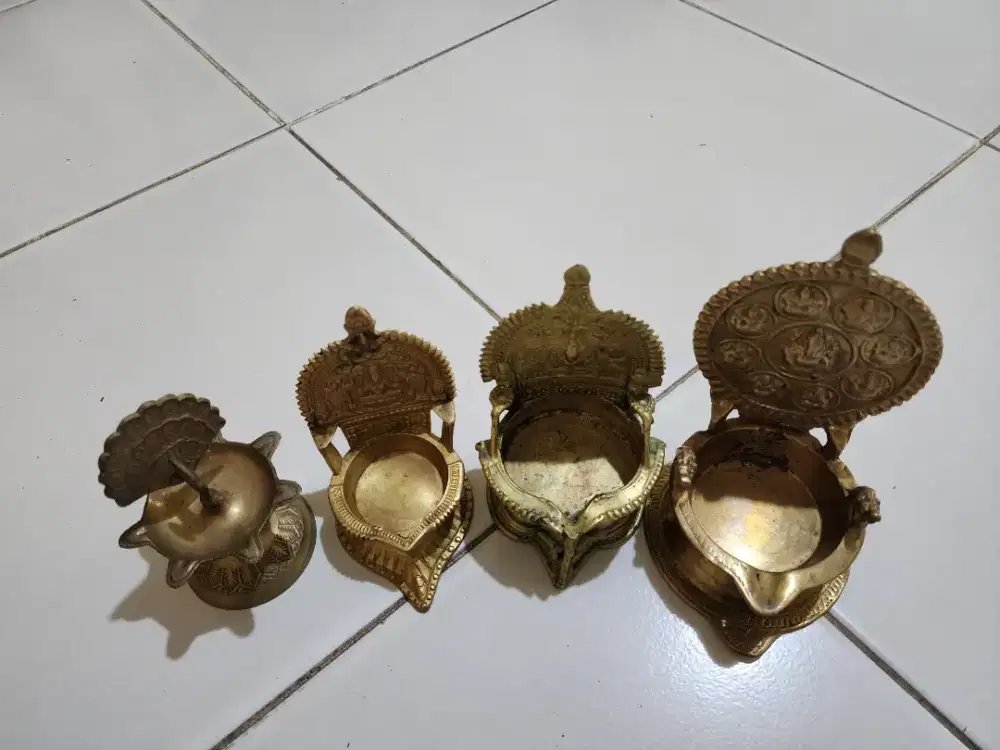 4pcs Lampu Minyak India Kuningan Asli Bekas