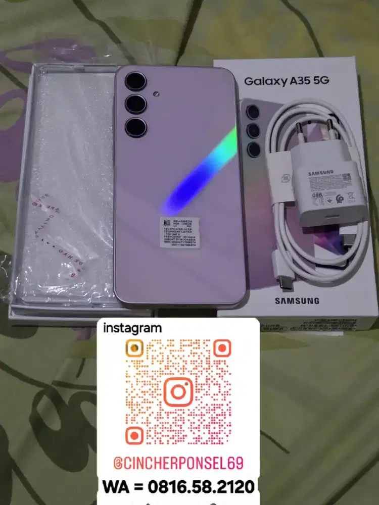 Jual hp likenew samsung A35 5g 8/256 istimewa grsn resmi free ADAPTOR