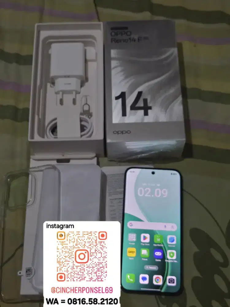 Jual hp LIKENEW oppo reno 14f 5g open dus saja hitungan hari istimewa