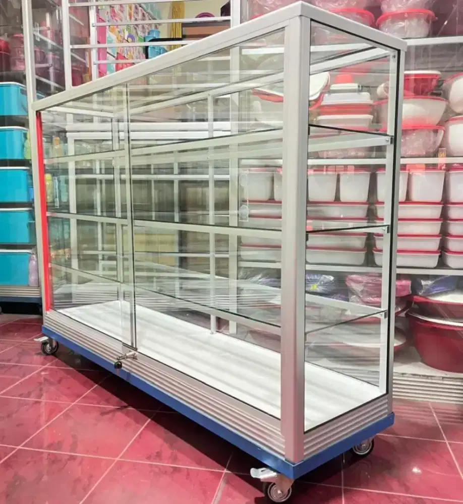 Etalase Pakai RODA BESAR & SIKU BESI Panjang 1,5M Buat Warung dll