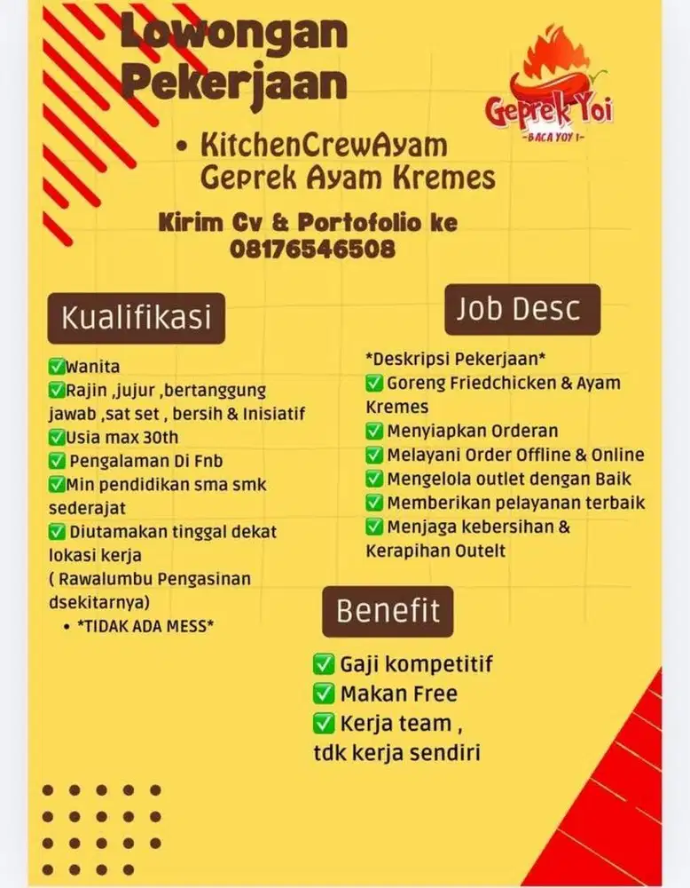 Kitchen Crew Ayam Geprek