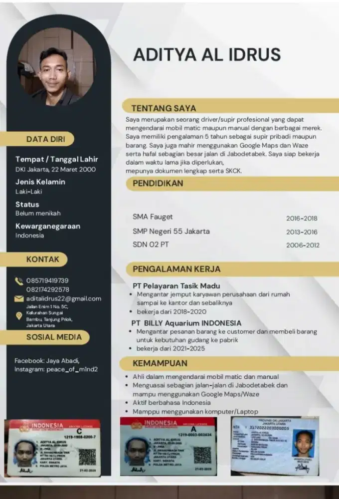 Mencari pekerjaan supir atau asisten pribadi