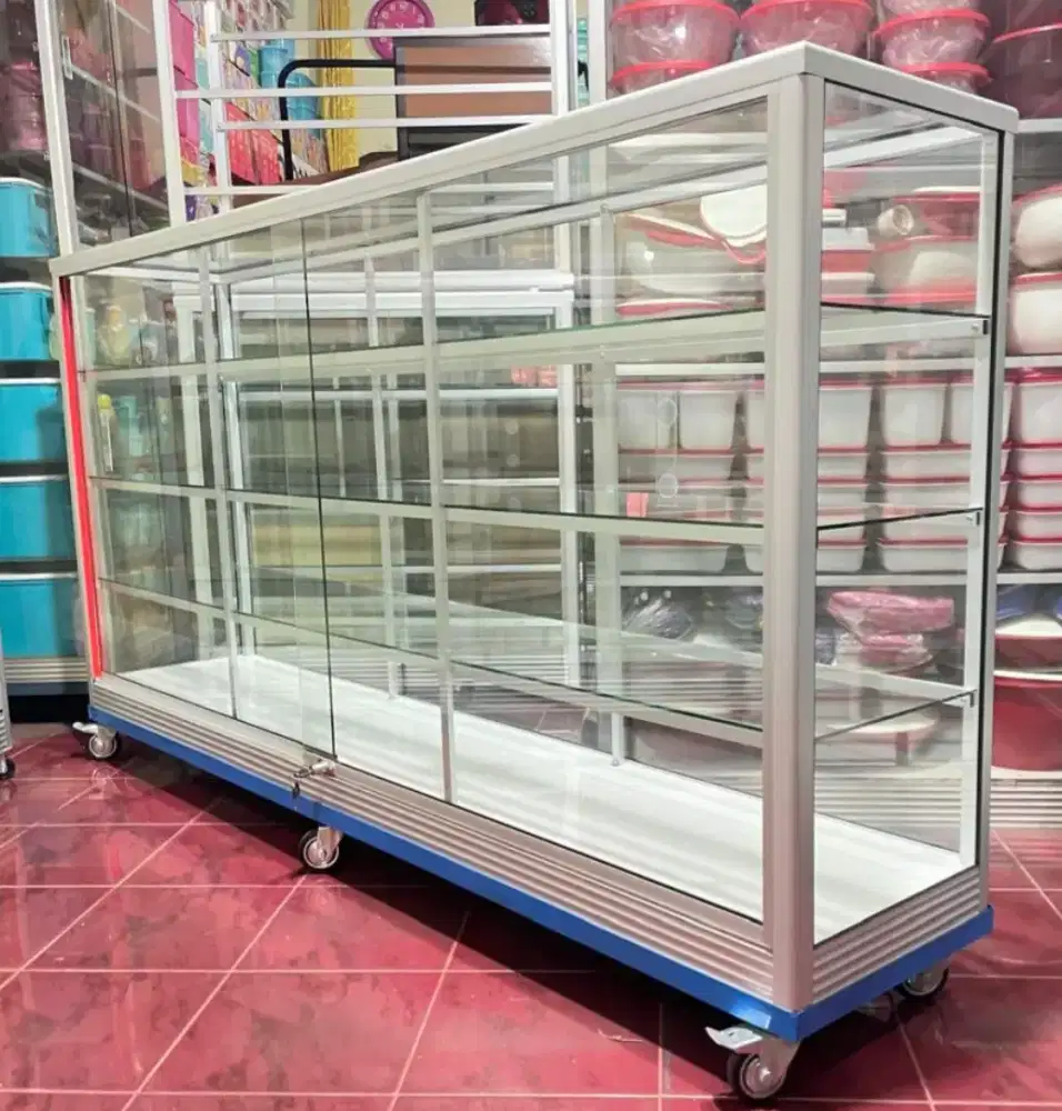 Etalase Pakai RODA BESAR & SIKU BESI Panjang 2M Barang Baru