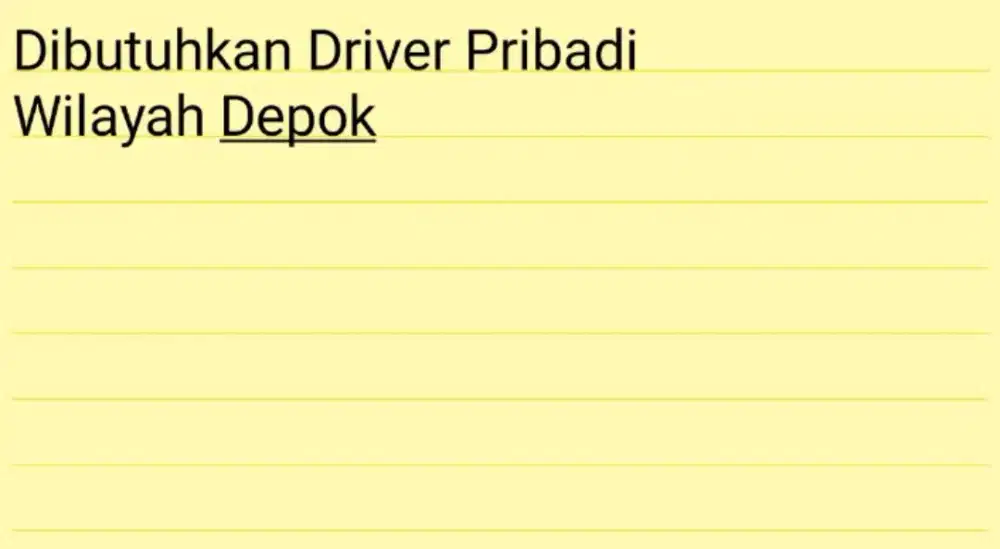 Dibutuhkan Driver Pribadi Wilayah Depok