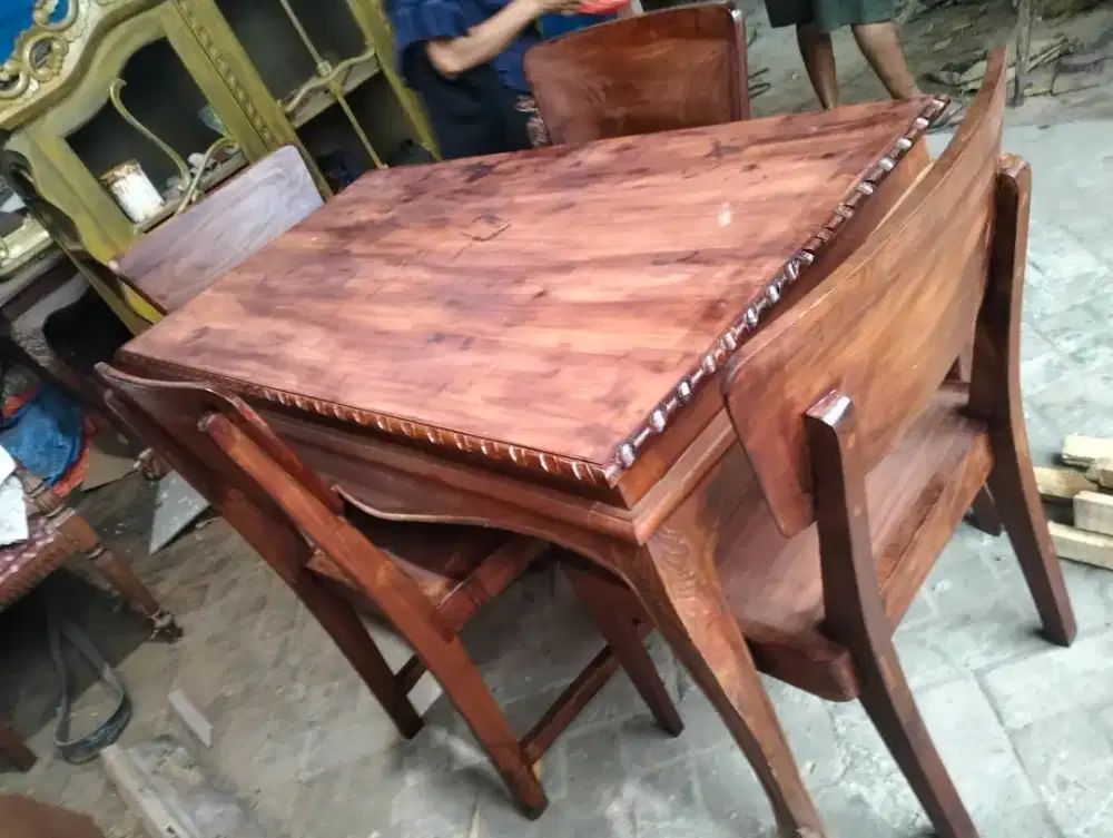 meja makan jati siap pakai diplitur lg