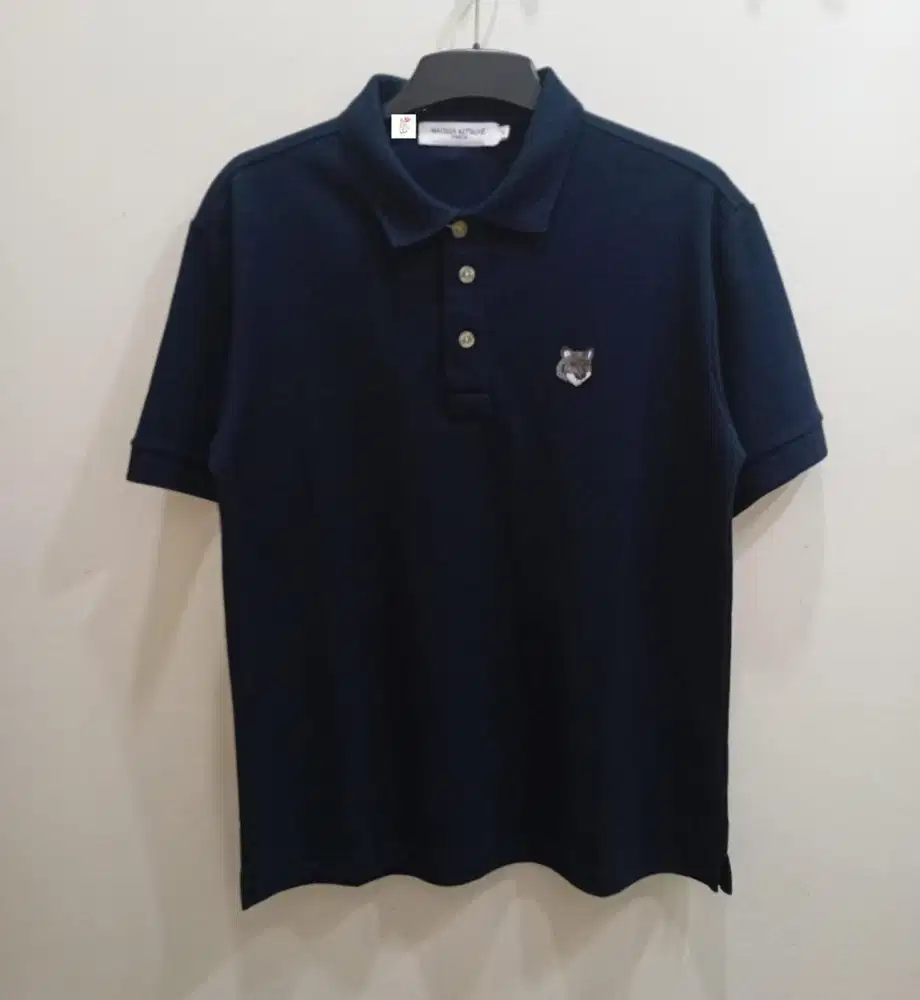 MAISON KITSUNE FOX HEAD POLO SHIRT NAVY