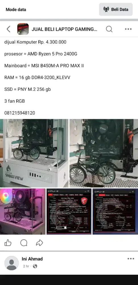 Jual komputer AMD Ryzen 5 pro 2400g