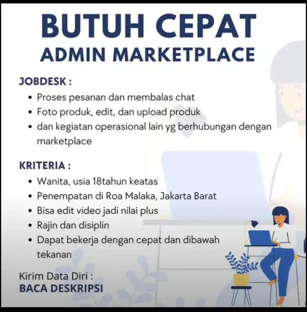 Dicari admin online shop