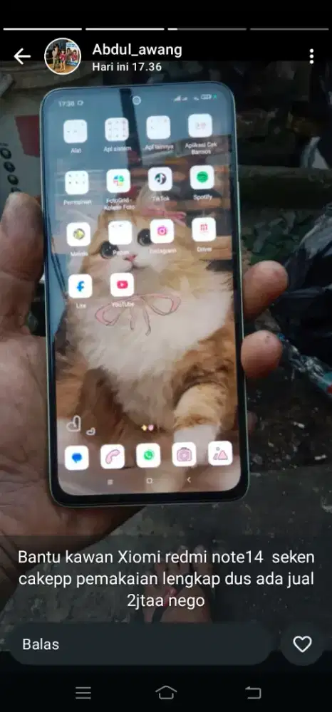 Jual handphone xiomi redmi 14note, ram8