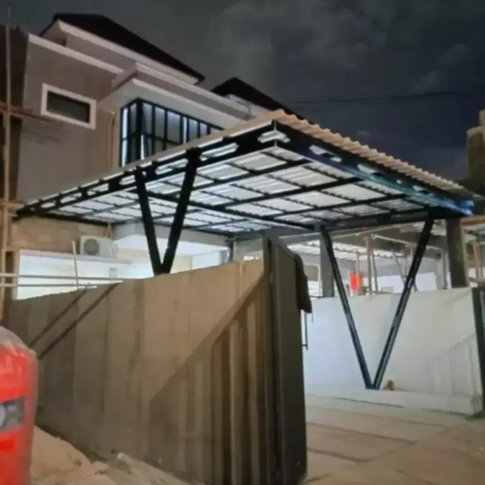 Pasang kanopi baja ringan atap alderon