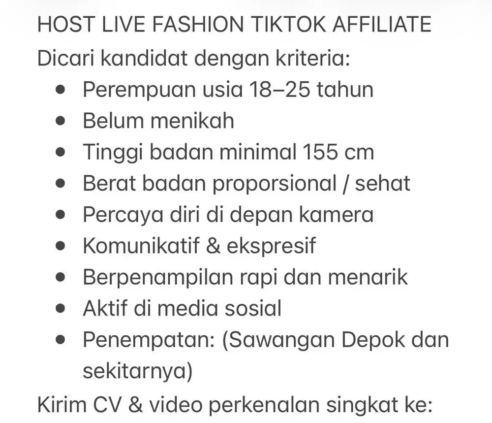 Afiliator Tiktok Job