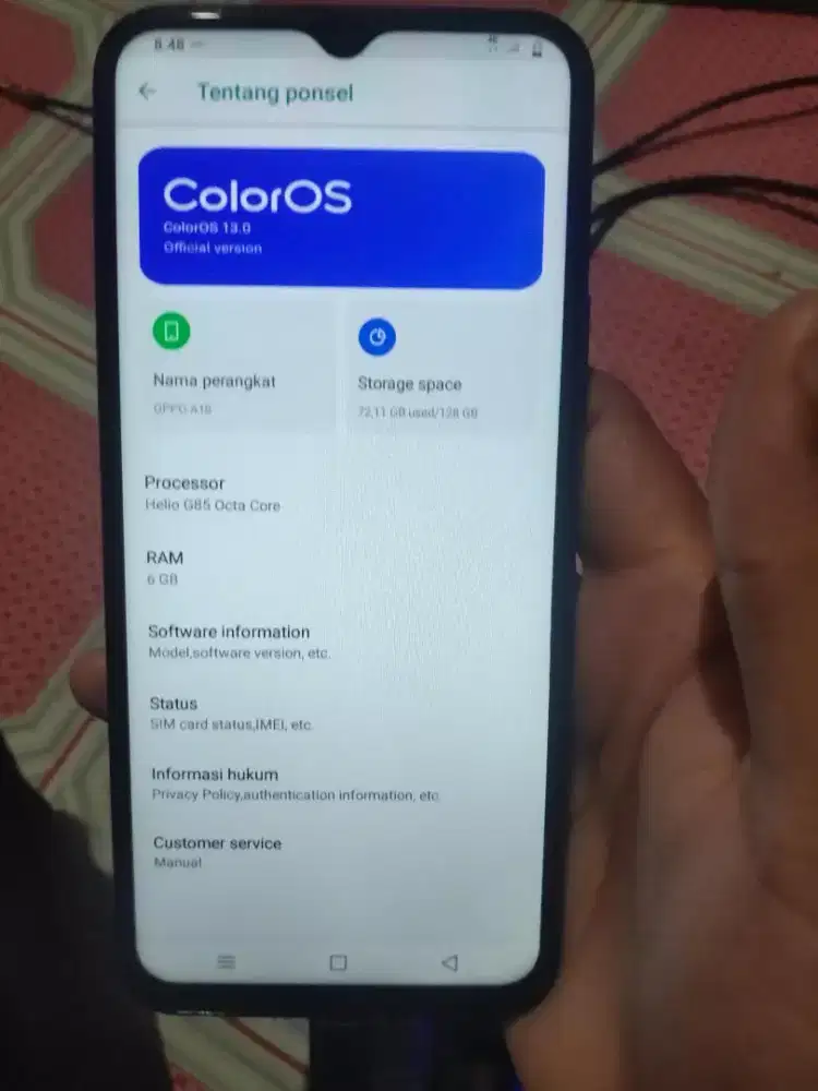 hp oppo a18 ram : 6GB / 128GB kel : dus ada minus casanya yg gada