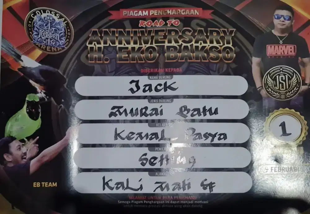 Muraii prestasi lomba bulu baru