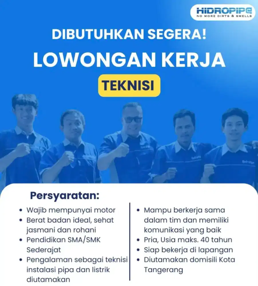 DIBUTUHKAN SEGERA TEKNISI