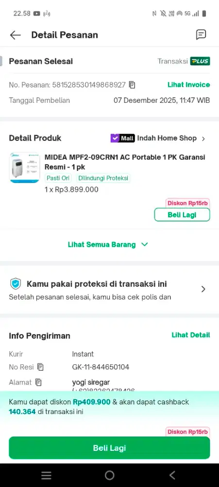 Dijual AC portabel midea 1pk