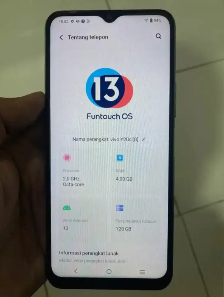 VIVO y20sG Ram 4GB/128GB resmi