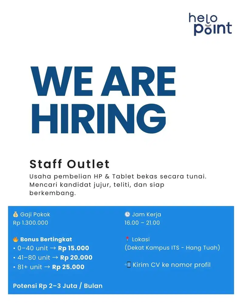 Karyawan Outlet Beli HP Bekas - Lokasi Keputih ITS - Sore Malam