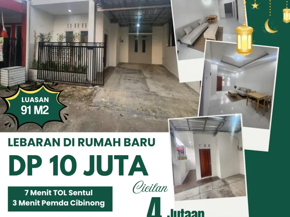 DP 10 Juta Cicil 3 Jutaan 5 Menit TOL Sentul dekat GOR Pakansari Cicil 3 Jutaan