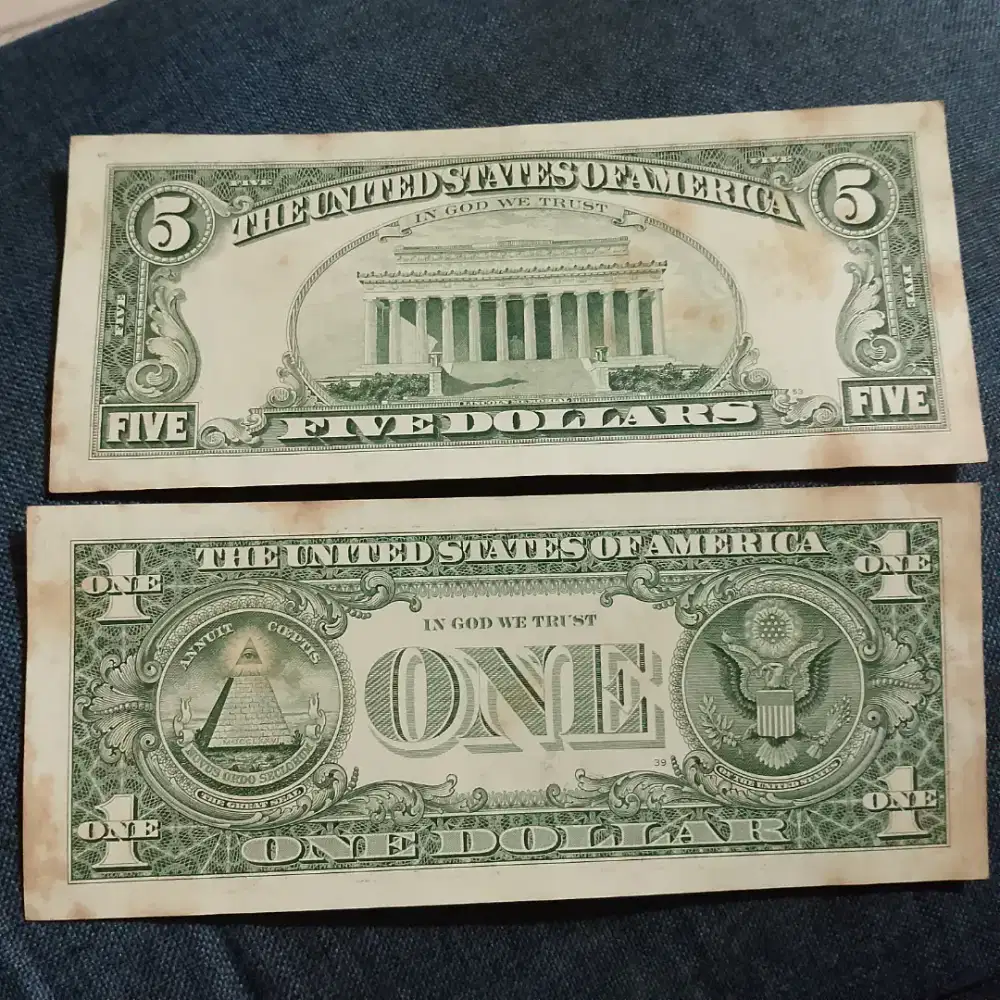 Jual uang kuno 1 dolar dan 5 dolar USA