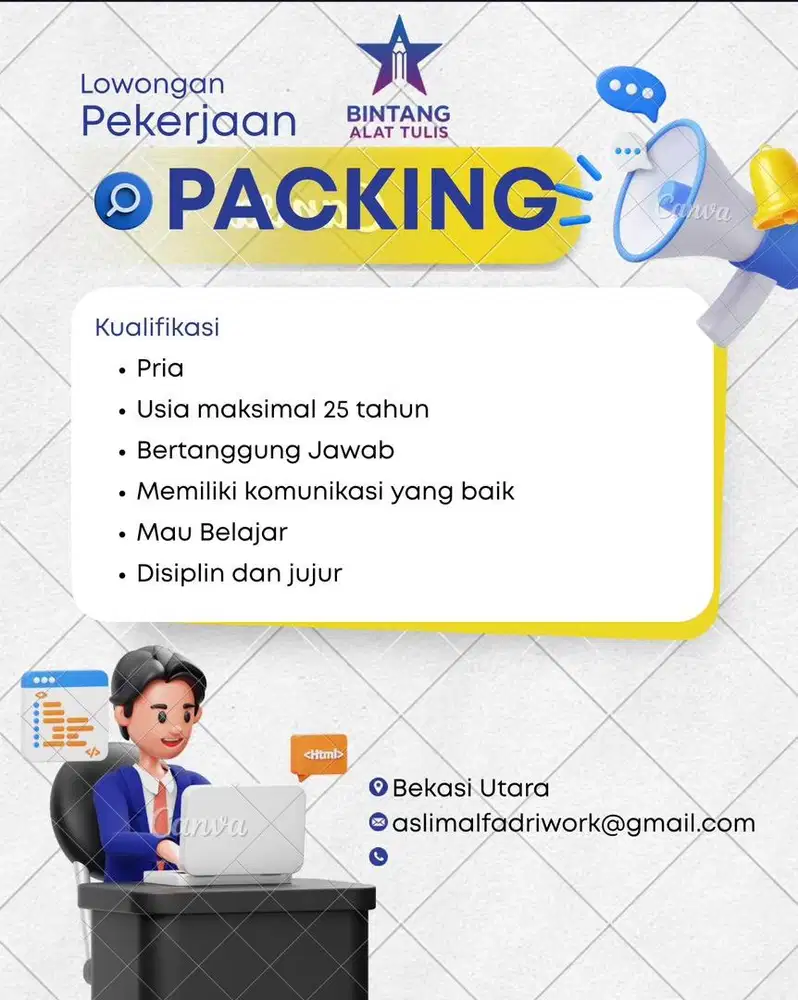 Loker Packer Pria Toko Buku dan Alat Tulis