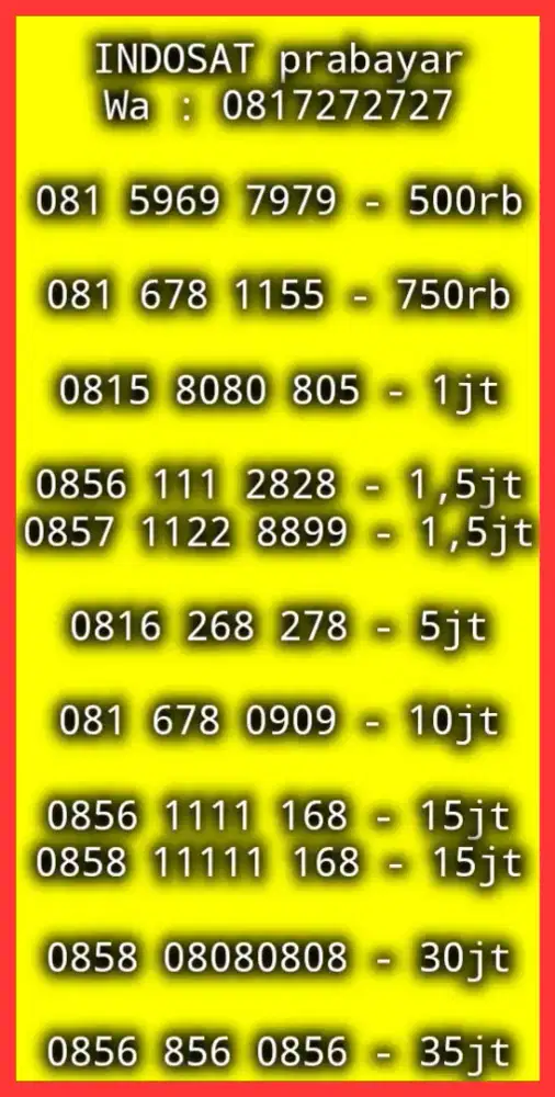 NOMOR CANTIK INDOSAT