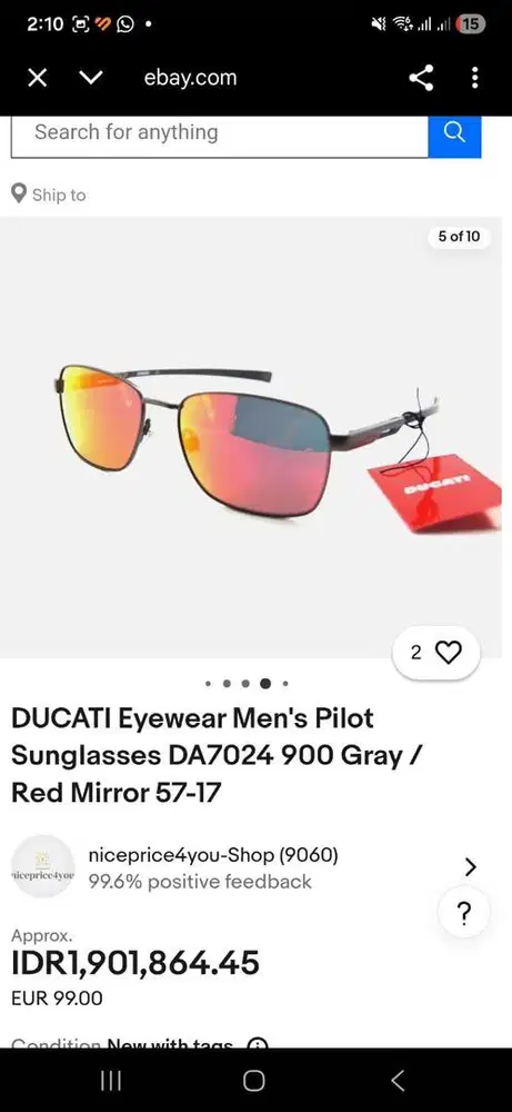 Kacamata Ducati Eyewear Men's Pilot sunglasess
