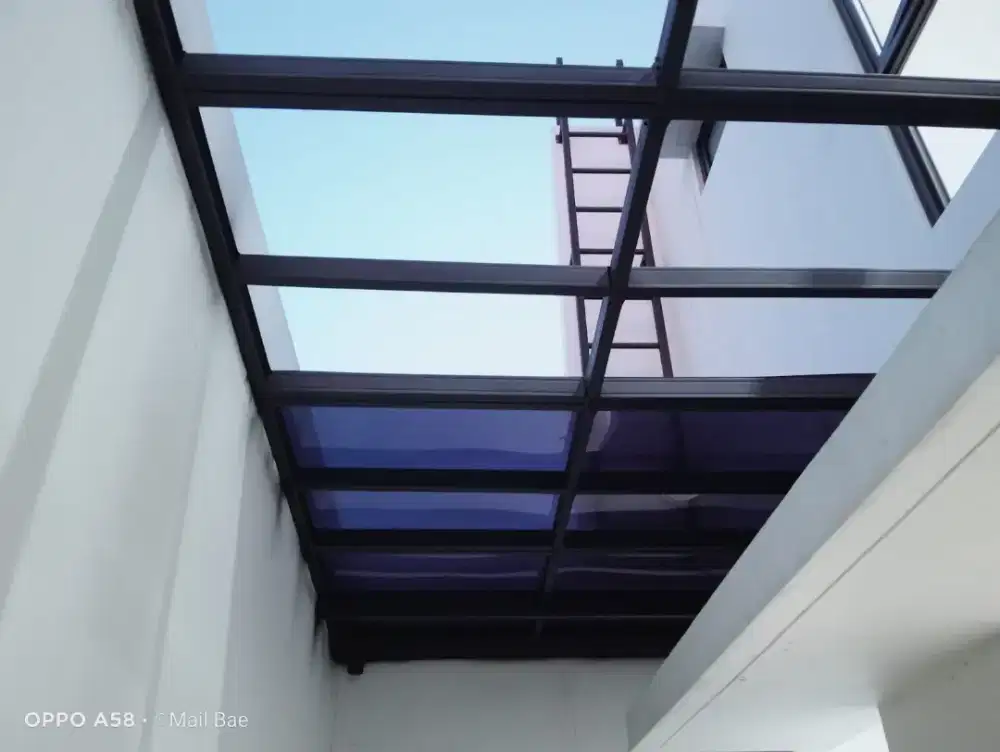 Kanopi sliding manual bahan baja ringan atap solarflat