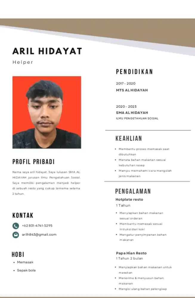 mencari pekerjaan Helper cook